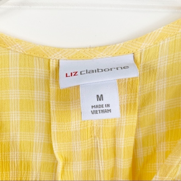 Liz Claiborne yellow plaid blouse Size Medium - Picture 4 of 7